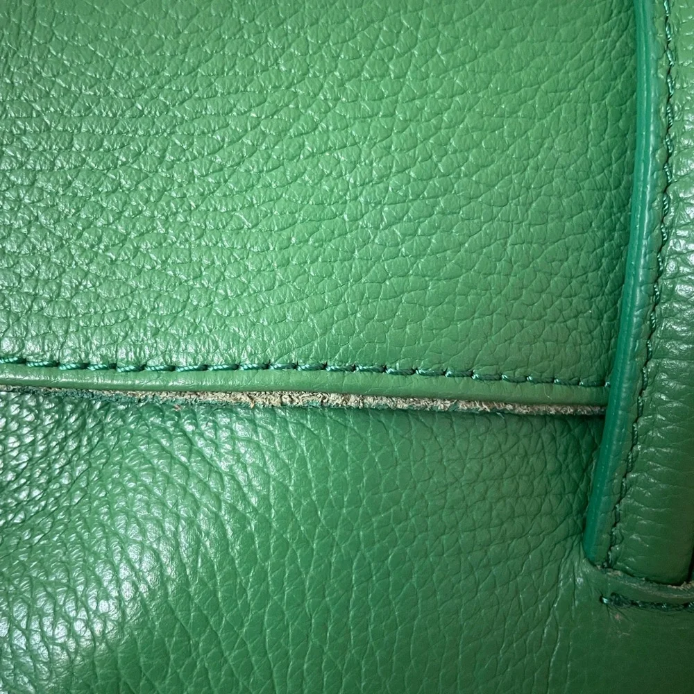 Genuine Leather Italian Green Clutch Bag with Loop Handle - Picture 2 of 5